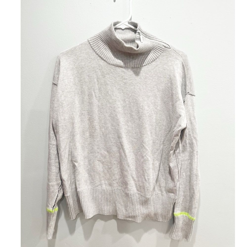 Lisa todd zipper turtleneck sweater cashmere cotton gray